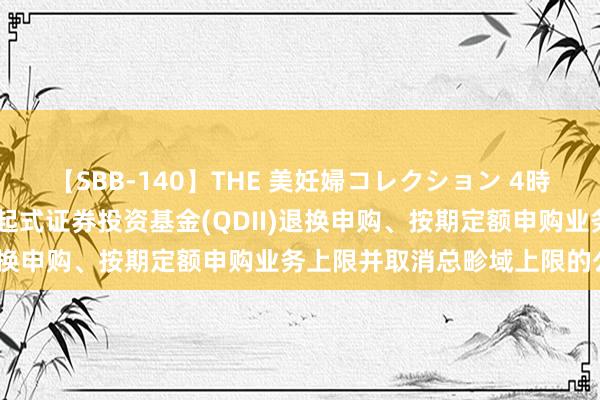 【SBB-140】THE 美妊婦コレクション 4時間 中原国外聚享搀和型发起式证券投资基金(QDII)退换申购、按期定额申购业务上限并取消总畛域上限的公告