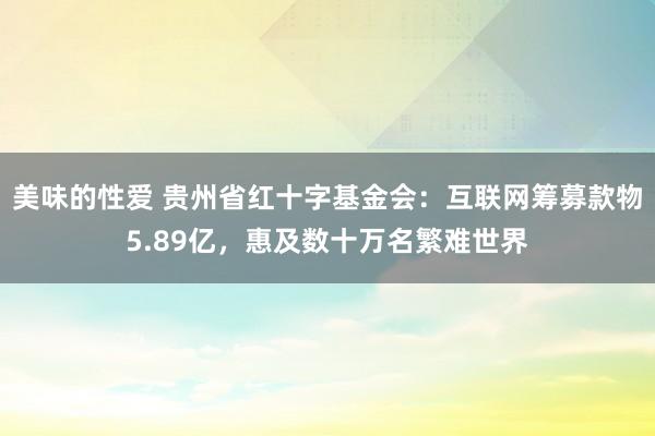 美味的性爱 贵州省红十字基金会：互联网筹募款物5.89亿，惠及数十万名繁难世界