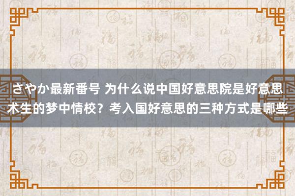 さやか最新番号 为什么说中国好意思院是好意思术生的梦中情校？考入国好意思的三种方式是哪些