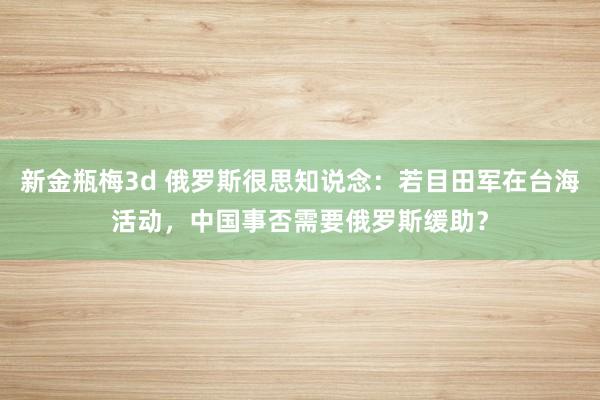 新金瓶梅3d 俄罗斯很思知说念：若目田军在台海活动，中国事否需要俄罗斯缓助？