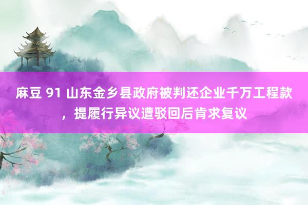 麻豆 91 山东金乡县政府被判还企业千万工程款，提履行异议遭驳回后肯求复议