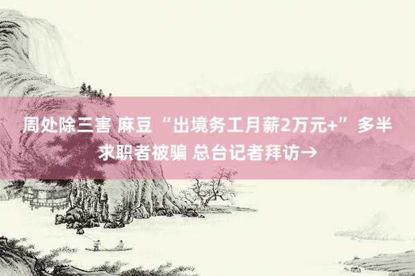 周处除三害 麻豆 “出境务工月薪2万元+” 多半求职者被骗 总台记者拜访→